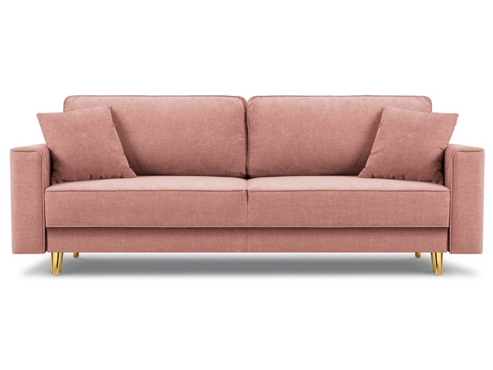 Sofa rozkładana 3-osobowa Dunas 233 cm różowa nogi złote Stała konstrukcja Głębokość 102 cm Funkcje Z funkcją spania Kolor Różowy