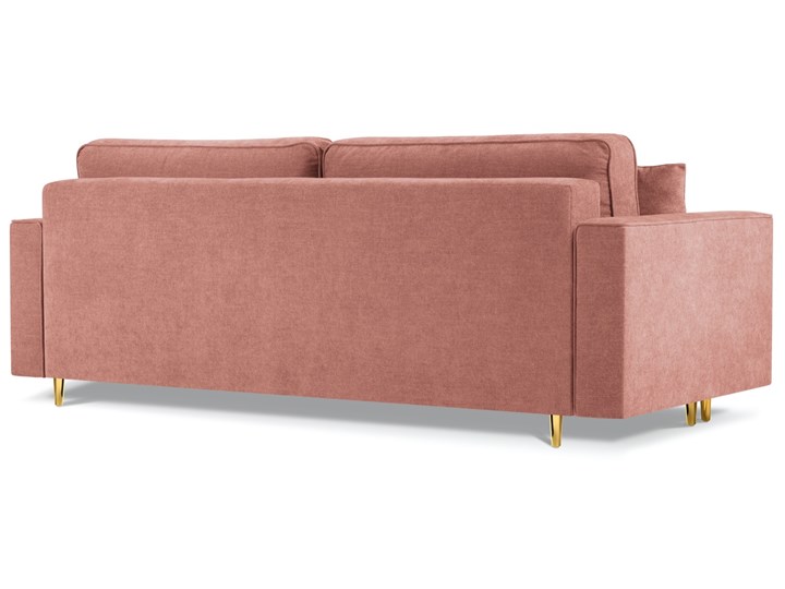 Sofa rozkładana 3-osobowa Dunas 233 cm różowa nogi złote Głębokość 102 cm Nóżki Na nóżkach Stała konstrukcja Powierzchnia spania 148x198 cm