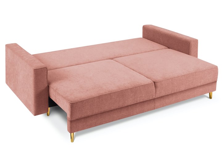 Sofa rozkładana 3-osobowa Dunas 233 cm różowa nogi złote Stała konstrukcja Głębokość 102 cm Boki Z bokami