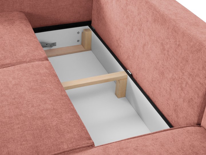 Sofa rozkładana 3-osobowa Dunas 233 cm różowa nogi złote Pomieszczenie Salon Stała konstrukcja Głębokość 102 cm Funkcje Z funkcją spania