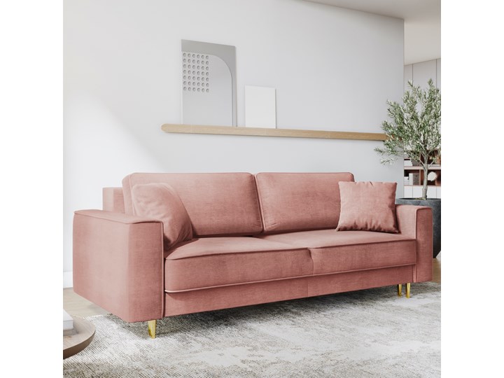 Sofa rozkładana 3-osobowa Dunas 233 cm różowa nogi złote Stała konstrukcja Głębokość 102 cm Kategoria Sofy i kanapy