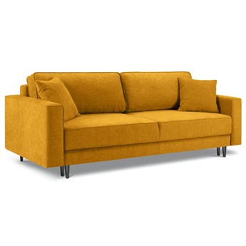 Sofa rozkładana 3 osobowa zółtanogi czarne 233x102 cm