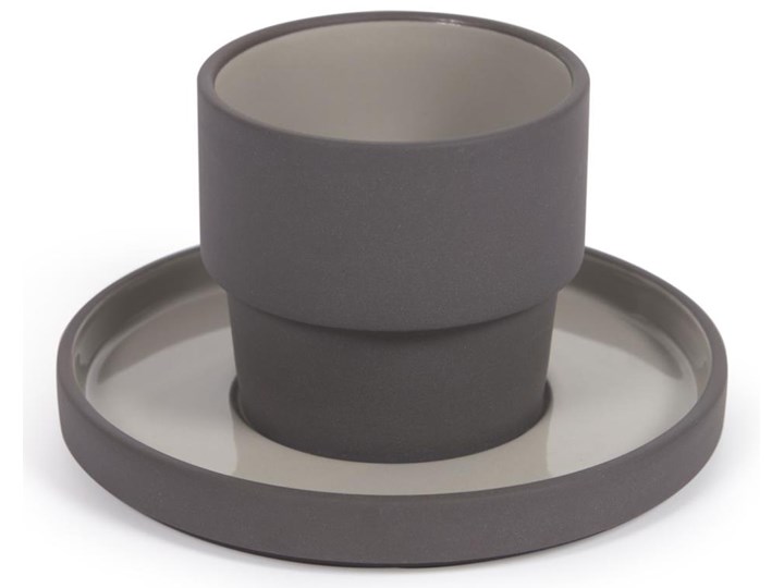 Filiżanka ze spodkiem Thianela Ø8 cm cm porcelanowa szara Porcelana Kolor Szary
