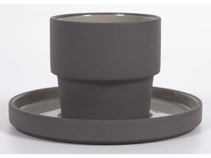 Filiżanka ze spodkiem Thianela Ø8 cm cm porcelanowa szara Porcelana Kolor Szary