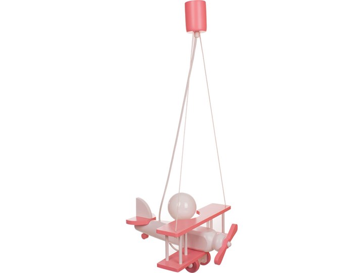 Różowa dziecięca lampa wisząca samolot drewniana - S199-Frela Kolor Różowy Kategoria Lampy dziecięce