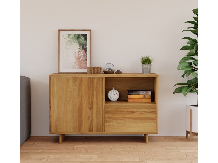 Drewniana Komoda Slim I Szerokość 110 cm Wysokość 70 cm Z szafkami i szufladami Drewno Głębokość 40 cm Pomieszczenie Sypialnia