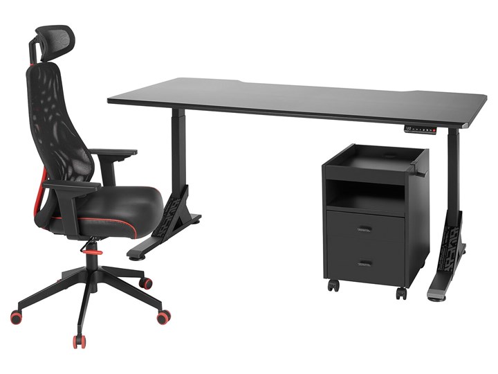 IKEA UPPSPEL / MATCHSPEL Biurko, krzesło i komoda, czarny, Szerokość: 180 cm
