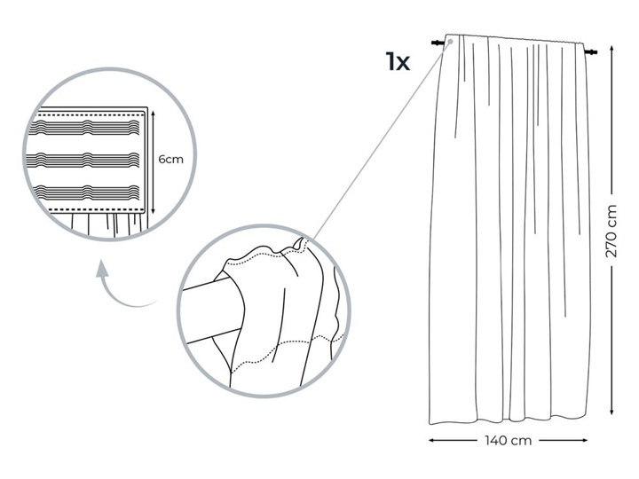 Biała zasłona AmeliaHome Voile Pleat, 140x270 cm Poliester Kolor Biały