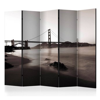 Parawan 5-częściowy - San Francisco: Most Golden Gate w czerni i bieli II [Room Dividers]