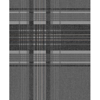 Tapeta winylowa czarno szara kratka tartan krata