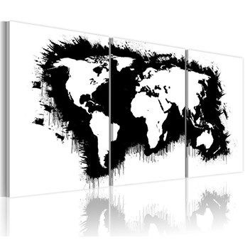Obraz - Mapa świata w czerni i bieli