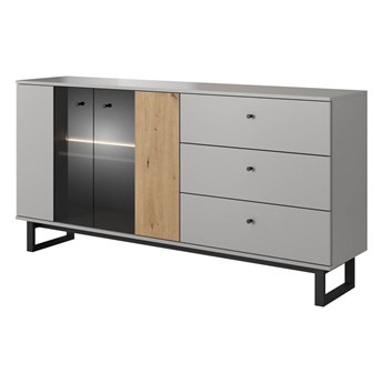 KOMODA WITRYNA (F) AVIO 175 2W3S SZARY PLATYNOWY / DĄB ARTISAN