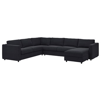 IKEA VIMLE Narożna sofa rozkł. 5o z szezl, Saxemara czarnoniebieski, Wysokość łóżka: 53 cm