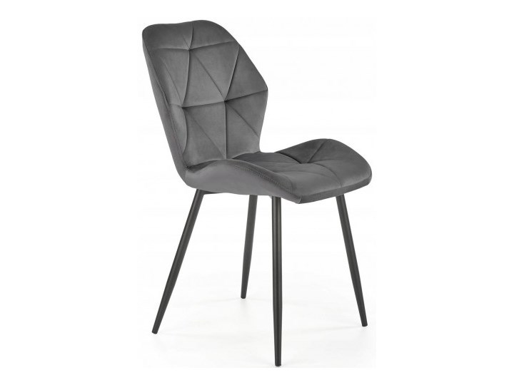 Krzesło Tapicerowane do Salonu K453 Szare Welur Metal Tworzywo sztuczne Pikowane Tkanina Stal Krzesło inspirowane Styl Klasyczny