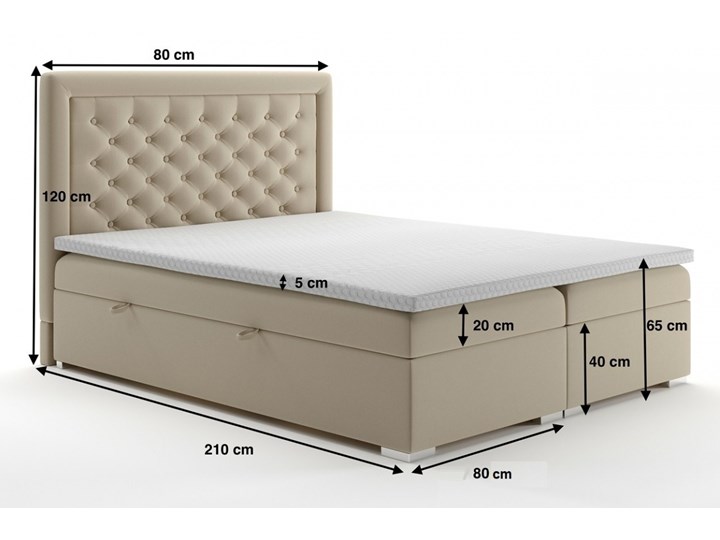 AMDK Łóżko kontynentalne Aldo 80 Drewno Łóżko pikowane Rozmiar materaca 90x200 cm
