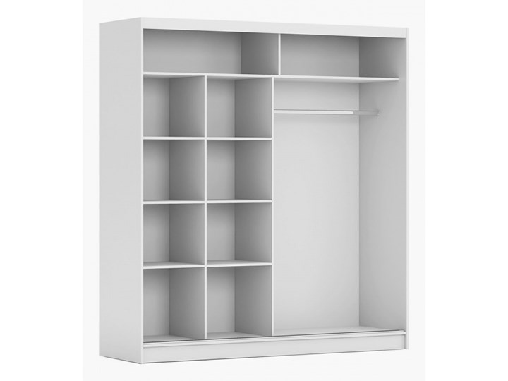 AMDK Szafa przesuwna z lustrem Denver 200 cm biała Głębokość 61 cm Metal Rodzaj drzwi Przesuwne Płyta laminowana Płyta MDF Pomieszczenie Przedpokój