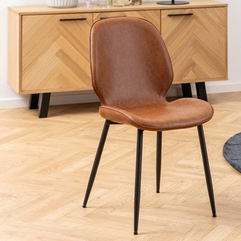 Krzesło z ekoskóry 48 x 85 cm  brązowe nogi czarne