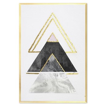 FIGURY GEOMETRYCZNE - ABSTRAKCJA obraz ręcznie malowany w złotej ramie, 63x93 cm