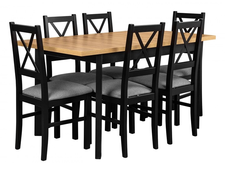 Zestaw LOFT Stół Rozkładany do Salonu 150/120x80 Kolor Czarny Kategoria Stoły z krzesłami