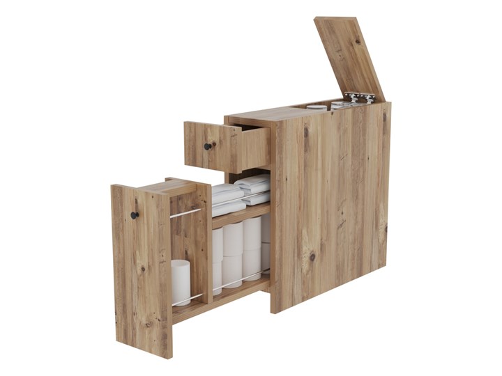 SELSEY Szafka łazienkowa Caleen z szufladami orzech Płyta stolarska Wysokość 55 cm Drewno Szafki Rodzaj frontu Szuflady Płyta MDF Kategoria Szafki stojące