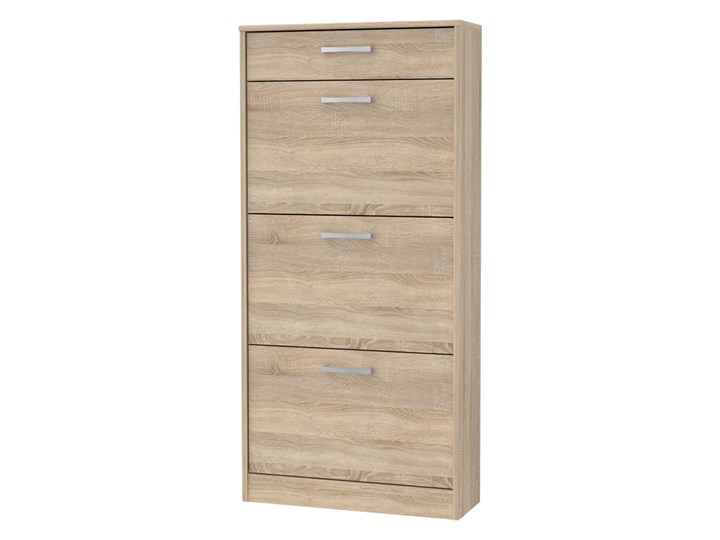 SELSEY Szafka na buty Niko trzy wnęki i szuflada 58 cm Drewno Metal Styl Nowoczesny Płyta laminowana Tworzywo sztuczne Płyta MDF Płyta meblowa Pomieszczenie Przedpokój