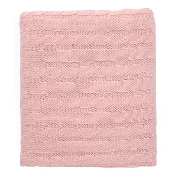 NEW MJOLBY Koc dziany sweterek różowy 130x170 cm - Homla