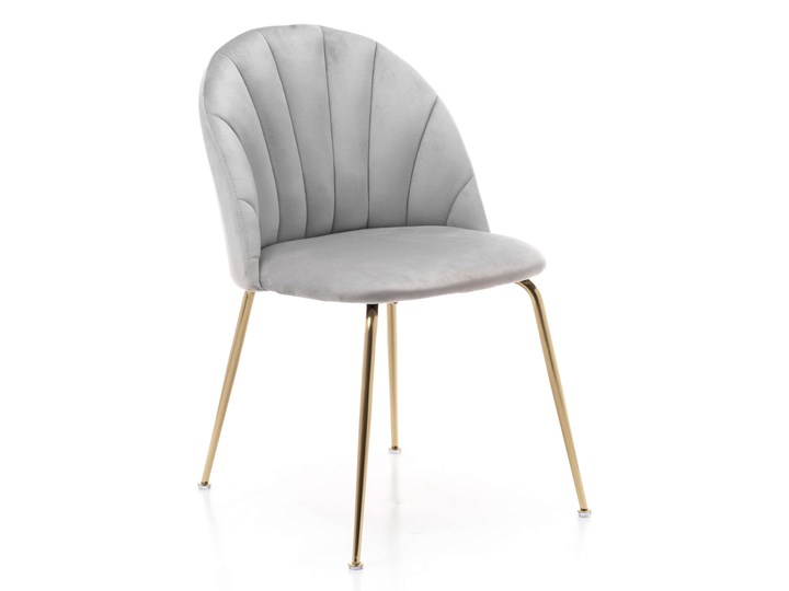 Krzesło muszelka - DC-2139 - jasnoszare, złote nogi Tapicerowane Tkanina Metal Tworzywo sztuczne Pomieszczenie Salon Krzesło inspirowane Welur Kolor Szary