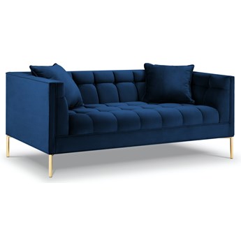 Sofa 3 osobowa niebieska nogi złote 185x85 cm