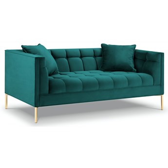 Sofa 3 osobowa niebieska nogi złote 185x85 cm