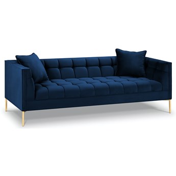 Sofa 3 osobowa niebieska nogi złote 224x85 cm