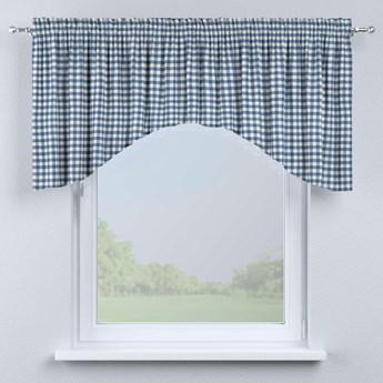 Lambrekin łuk, granatowo biała kratka (1,5x1,5cm), 150 × 75+5 cm grzywka, Quadro