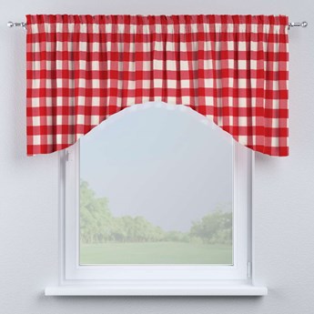 Lambrekin łuk, czerwono biała krata (5,5x5,5cm), 150 × 75+5 cm grzywka, Quadro