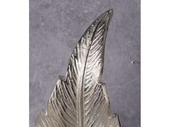 Dekoracja Silver Leaf I 66cm, 18 × 12 × 66 cm Metal Drewno Kolor Srebrny