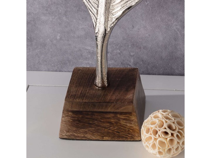 Dekoracja Silver Leaf I 66cm, 18 × 12 × 66 cm Drewno Kolor Srebrny Metal Kategoria Figury i rzeźby