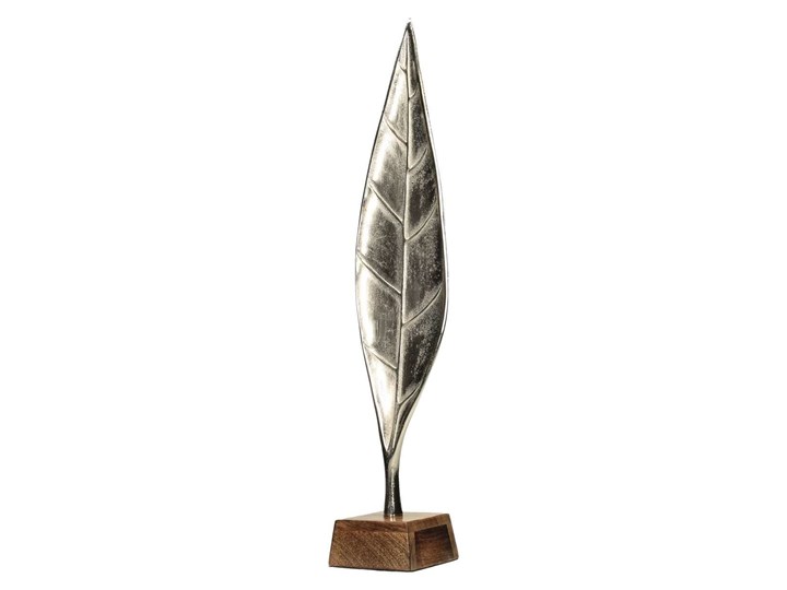 Dekoracja Silver Leaf II 65cm, 14 × 12 × 65 cm Metal Drewno Kolor Srebrny