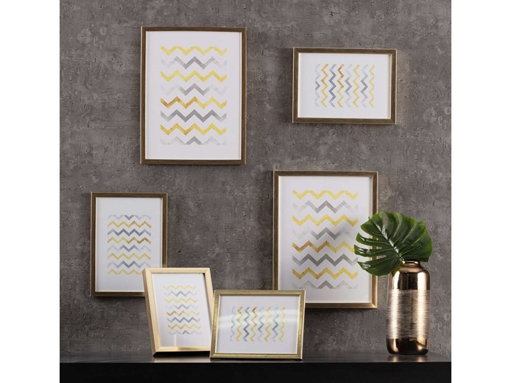 Ramka Simple Gold Bold 21x30cm, 21 × 3,4 × 30 cm Pomieszczenie Salon Tworzywo sztuczne Kolor Złoty
