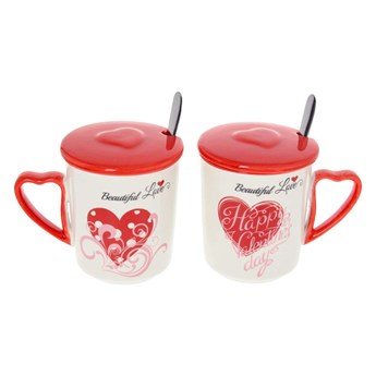 Zestaw kubków Beautiful Love I z przykrywką 350ml, 27×16,5×9,5cm