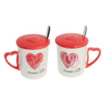 Zestaw kubków Beautiful Love II z przykrywką 350ml, 27×16,5×9,5cm