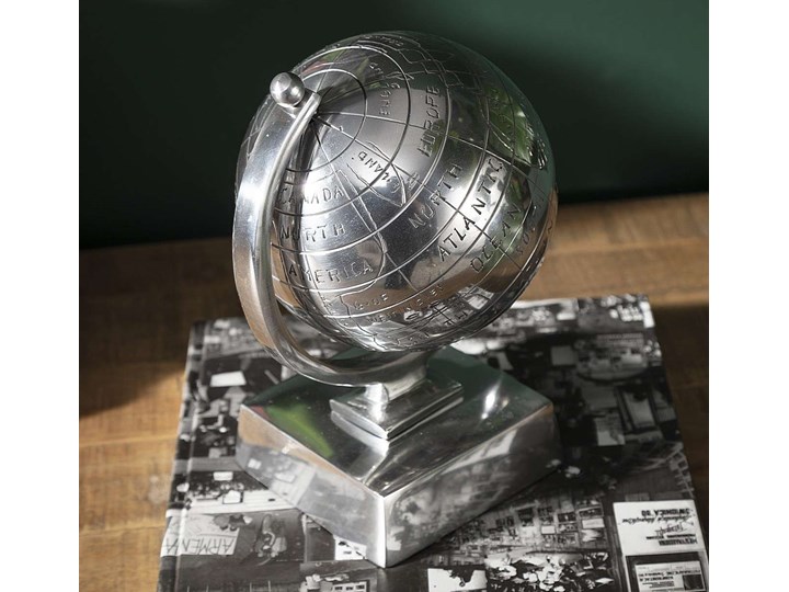 Dekoracja Globe 20cm, 14 x 13 x 20 cm Metal Globusy Kategoria Figury i rzeźby