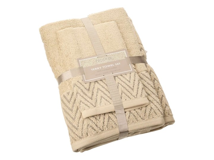 Komplet ręczników Terry 3szt. ecru, komplet 3 szt. 50x100 cm Bawełna Ręcznik kąpielowy 30x50 cm 70x140 cm Kategoria Ręczniki