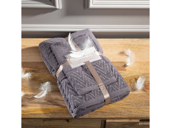 Komplet ręczników Terry 3szt. grey, komplet 3 szt. Bawełna 70x140 cm 50x100 cm Ręcznik kąpielowy 30x50 cm Kolor Szary Kategoria Ręczniki