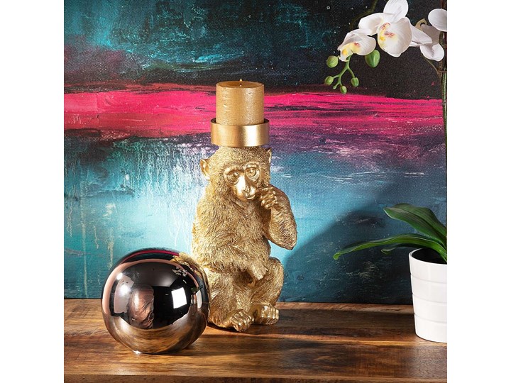 Świecznik Monkey Gold 31cm, 14 x 15 x 31 cm Tworzywo sztuczne Kategoria Świeczniki i świece