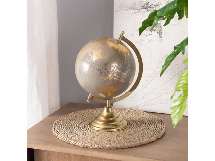Dekoracja Globe Gray 32cm, 20 x 20 x 32 cm Metal Globusy Kategoria Figury i rzeźby