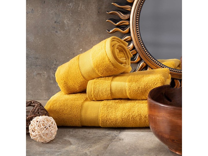 Komplet ręczników Cairo 3 szt. yellow, 2 szt. 50 x 90 cm  / 1 szt. 70 x 140 cm Ręcznik kąpielowy 70x140 cm Frotte Bawełna 50x90 cm Kolor Żółty