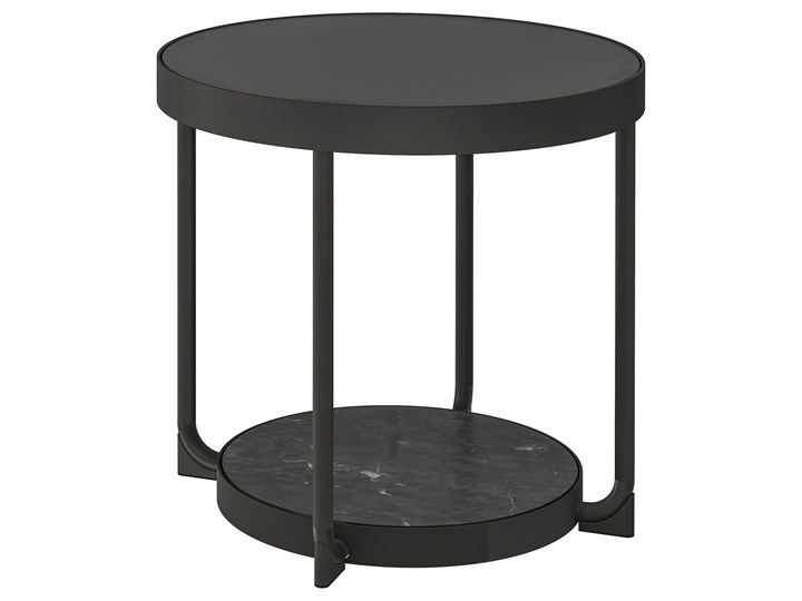 IKEA FRÖTORP Stolik, antracyt imitacja marmuru/czarny szkło, 48 cm Wysokość 45 cm Funkcje Z półkami Stal Kategoria Stoliki i ławy