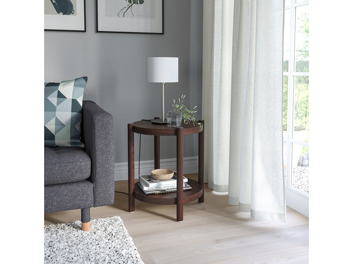 IKEA LISTERBY Stolik, Ciemnobrązowy bejcowana okleina dębowa, 50 cm Drewno Wysokość 56 cm Kategoria Stoliki i ławy