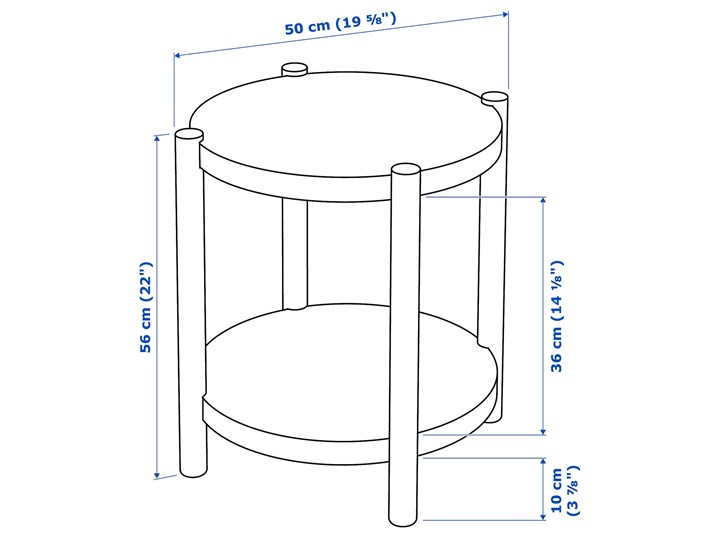 IKEA LISTERBY Stolik, Okl dęb, 50 cm Drewno Wysokość 56 cm Kategoria Stoliki i ławy