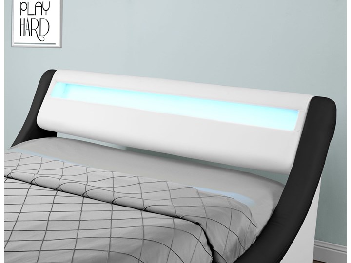 Łóżko tapicerowane 160X200 LED-48 biało-czarne Skóra naturalna Ekoskóra Kolor Biały
