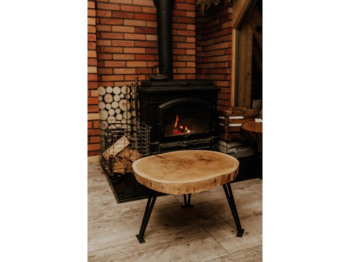 Drewniany Stolik Kawowy z Plastra Dębu: jasny brąz 52x60x38 cm (dł. x sz. x wys.)