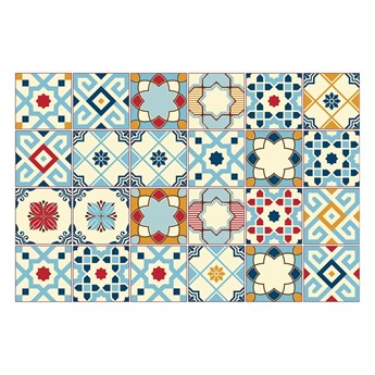 Zestaw 24 naklejek ściennych Ambiance Azulejos Rano, 10x10 cm